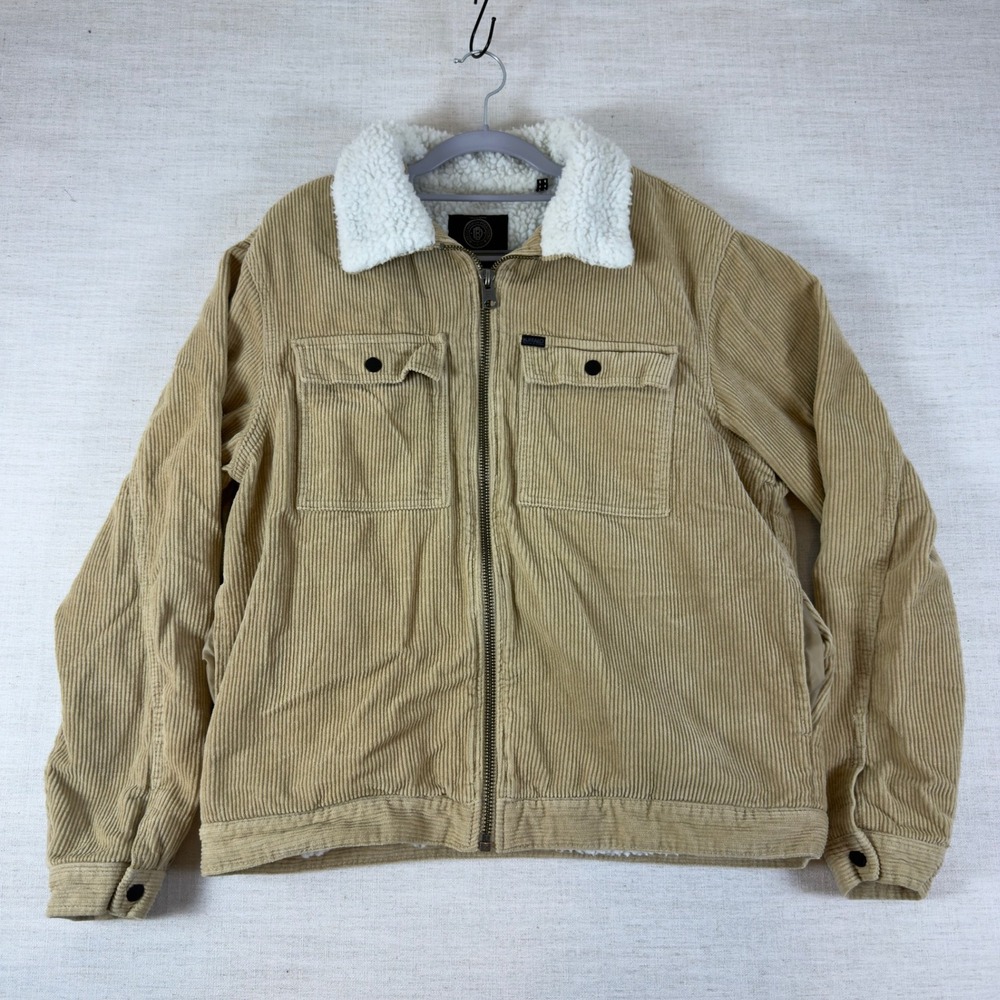 Buffalo David Bitton Mens Tan Corduroy Sherpa Collar Trucker Jacket L